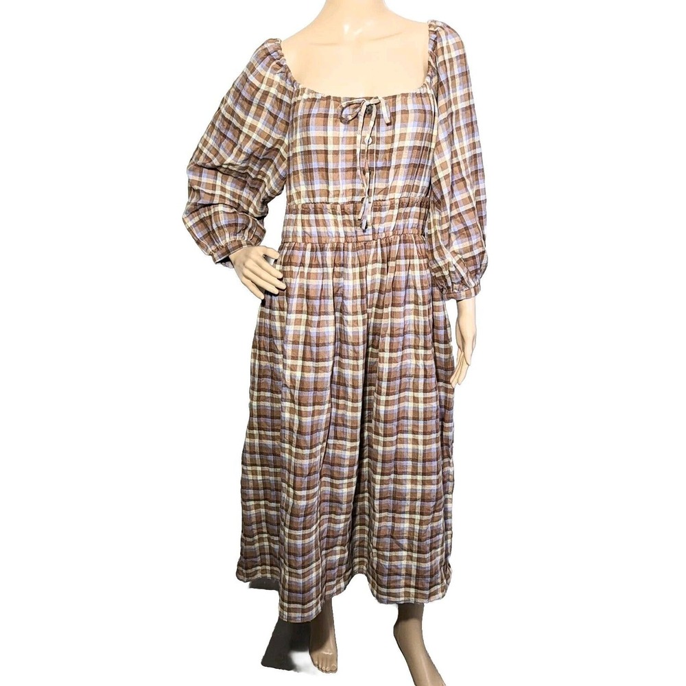 NEW Madewell Gauze Sophia Midi Dress Size Small Long Sleeve Oversized